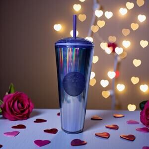 Starbucks 2022 Fall Purple Holographic Kaleidoscope Dome 24oz Tumbler EUC